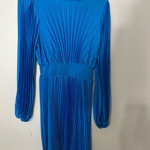 Pleated Asymmetrical Hem Mini Dress